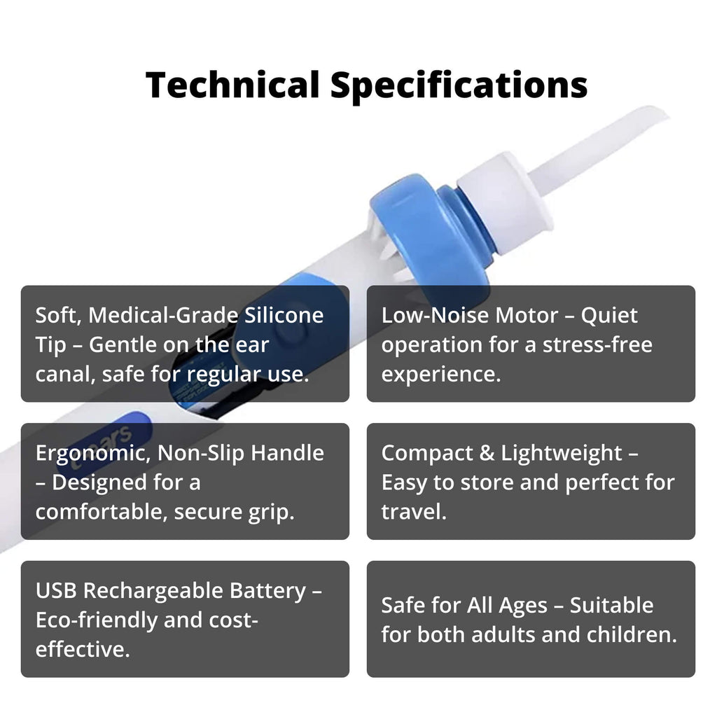 Electric Ear Wax Suction Tool with Medical Grade Silicone Tip and 60-Minute  Battery