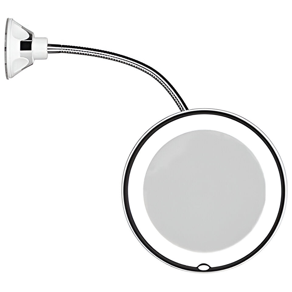 10X Magnifying Mirror with LED Edge Lighting and Adjustable Suction  Base