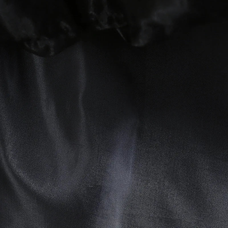Girls Black Layered Cake Gown with Mesh Details and Mid Calf Length