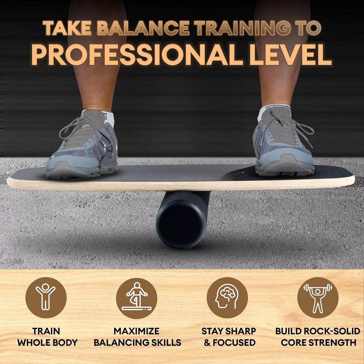 Balance Training Board with Roller and Ball Bases, 9 Adjustable Difficulty Levels