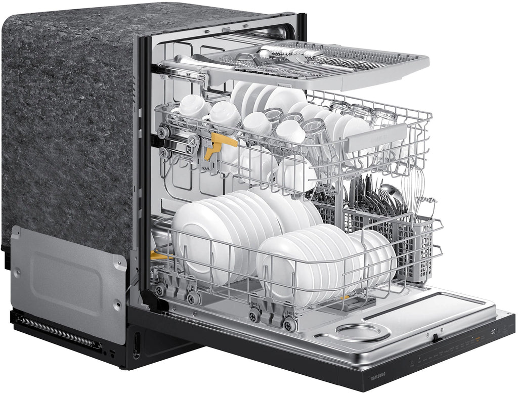Samsung - Smart 42dBA Dishwasher with StormWash+ and Smart Dry - Black stainless steel