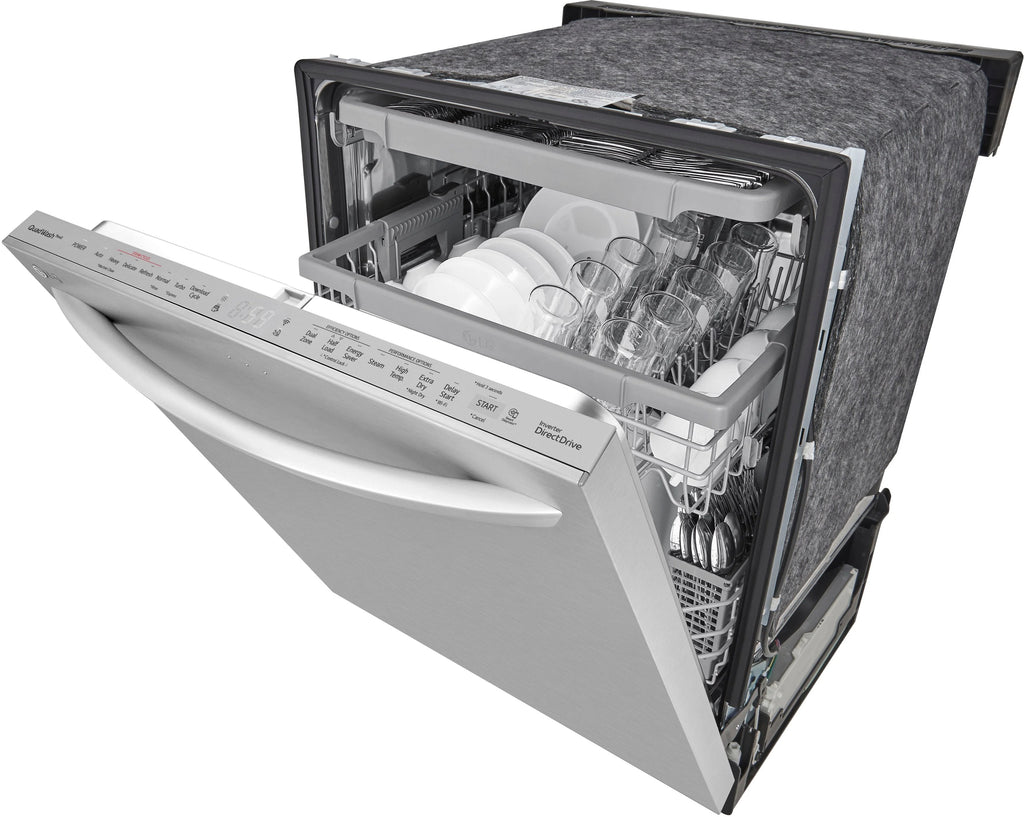 LG - 24 Top Control Smart Built-In Stainless Steel Tub Dishwasher with 3rd Rack, QuadWash and 46dba - Stainless steel