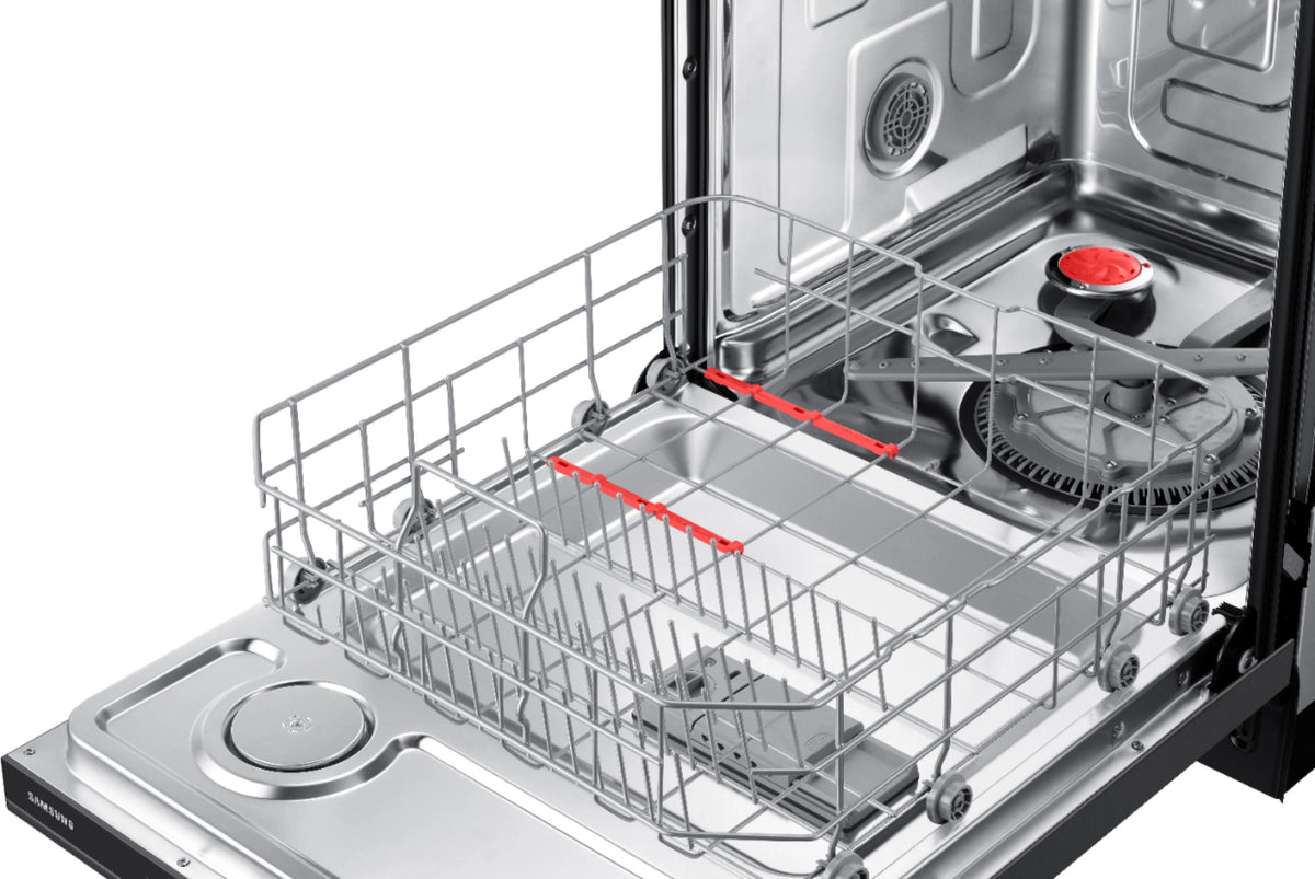 Samsung - StormWash 24 Top Control Built-In Dishwasher with AutoRelease Dry, 3rd Rack, 48 dBA - Black stainless steel