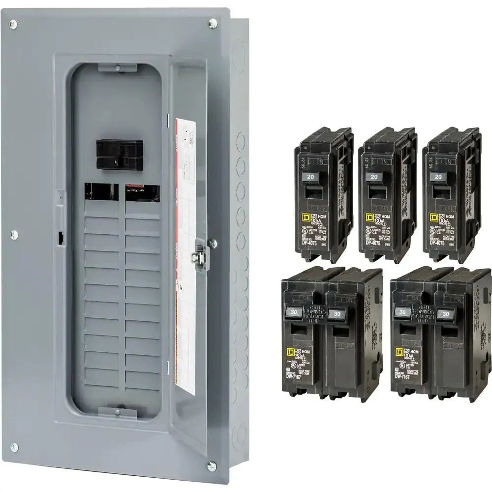 Square D Homeline 100 Amp 24-Space 48-Circuit Indoor Main Breaker Plug-On Neutral Load Center With Cover(HOM2448M100PCVP)