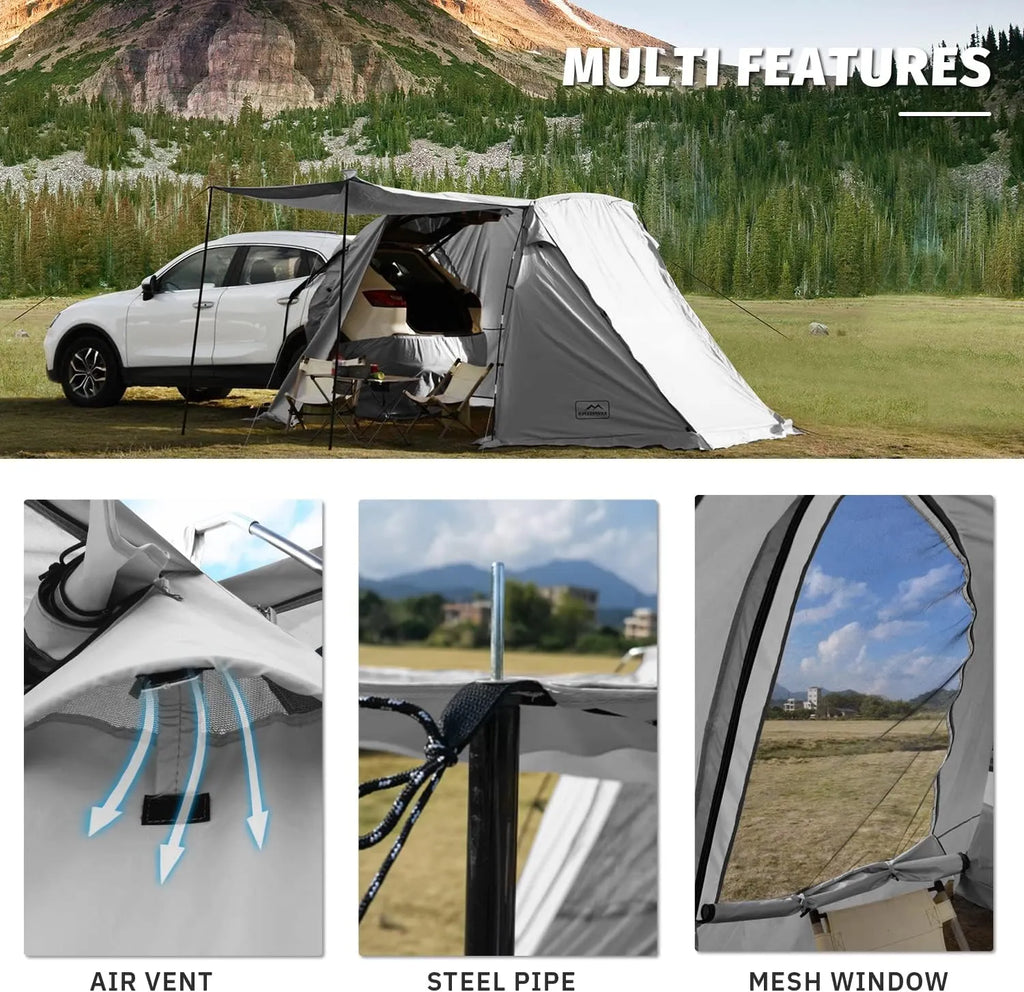 SUV Car Tent, Tailgate Shade Awning Tent for Camping, Vehicle Camping Tents Outdoor Travel (Gray)