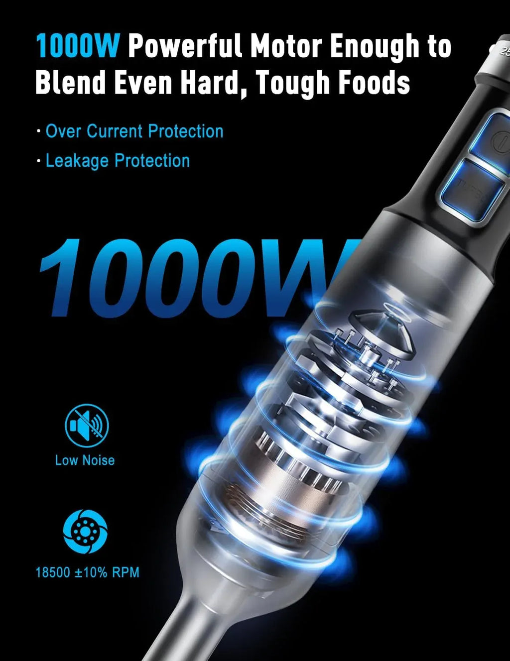 1000W Powerful Immersion Blender handheld, New Update Hand Blender with 25-Speed, Scratch-Resistant Corded Hand Mixer with Heavy-Duty Copper Brushless Motor and Gift Box