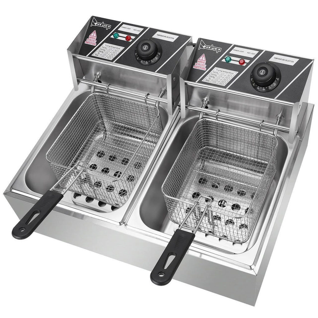 CB15401 Deep Fryer 5000 watt Electric Countertop Dual Tank Stainless Commercial Restaurant