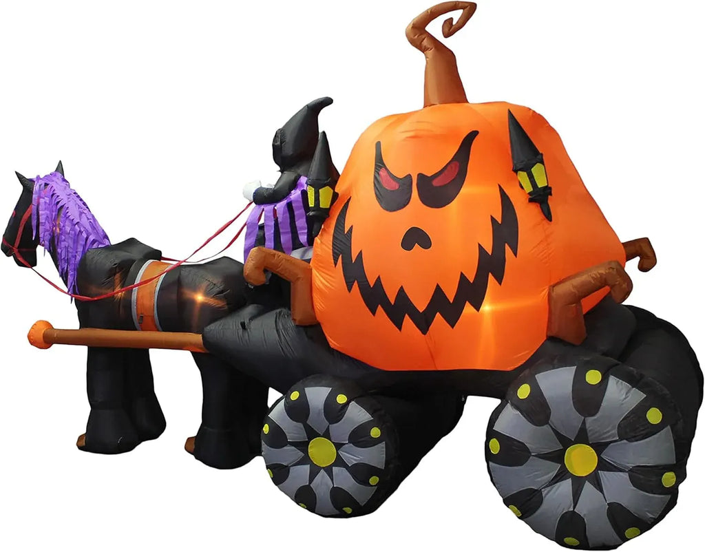 11.5 Foot Long Inflatable Grim Reaper Driving Pumpkin Carriage