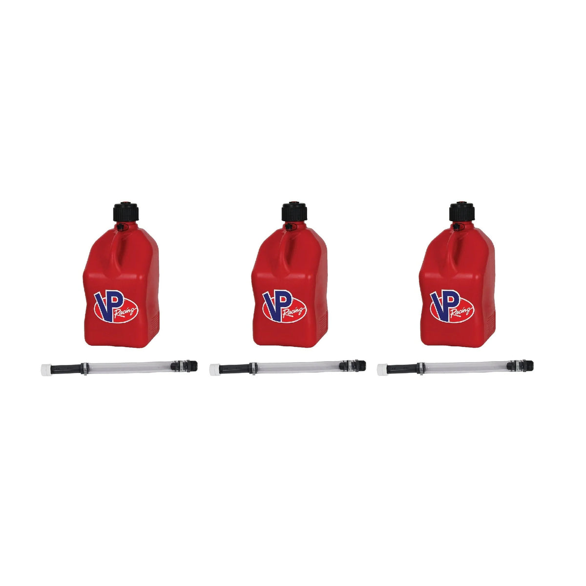 VP Racing Fuels Motorsport 5.5 Gal Utility Jugs with Hoses, Red (3 Pack)