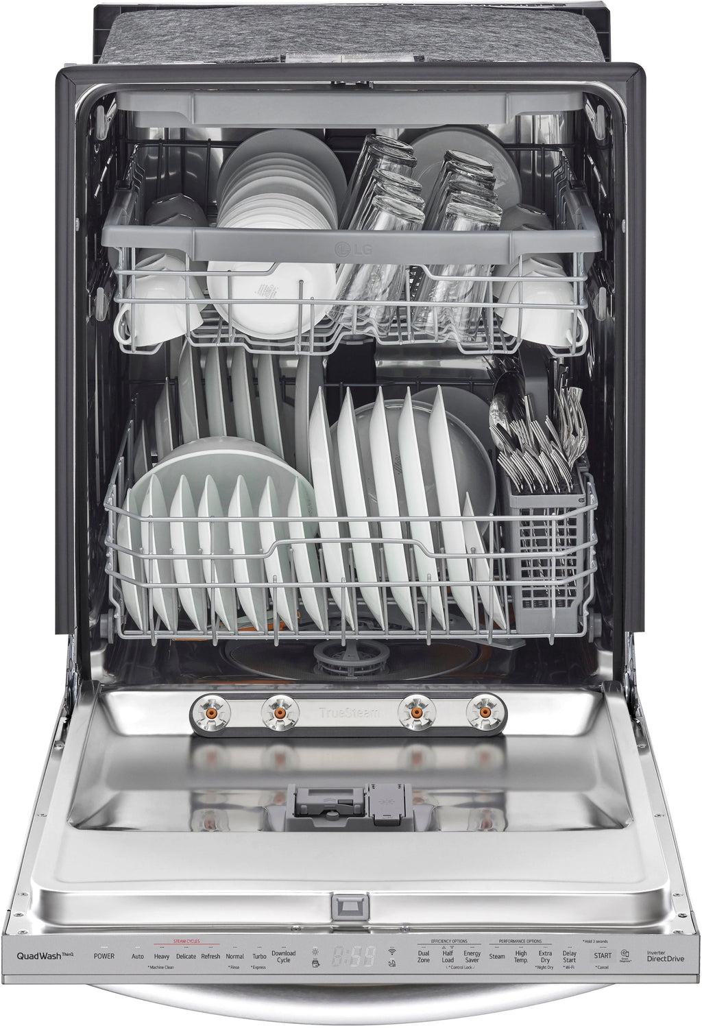LG - 24 Top Control Smart Built-In Stainless Steel Tub Dishwasher with 3rd Rack, QuadWash and 46dba - Stainless steel