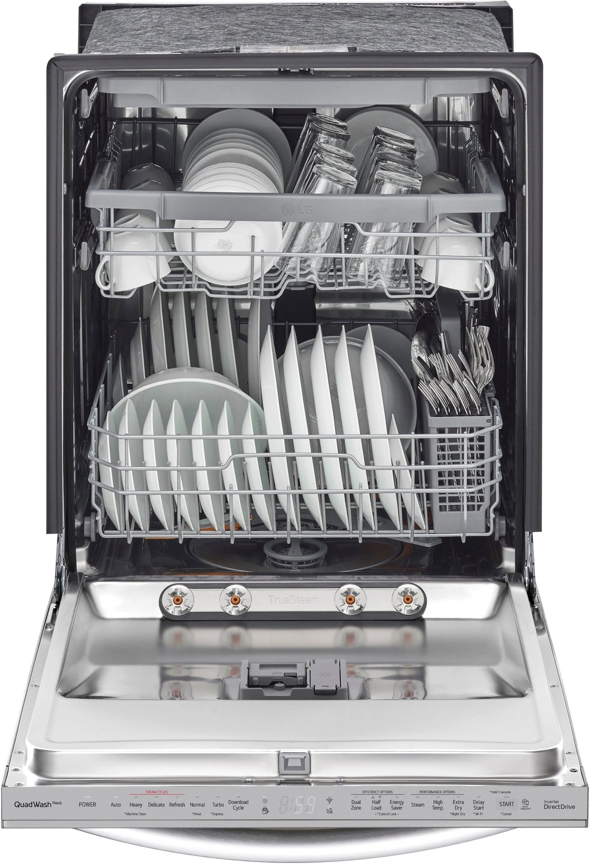 LG - 24 Top Control Smart Built-In Stainless Steel Tub Dishwasher with 3rd Rack, QuadWash and 46dba - Stainless steel