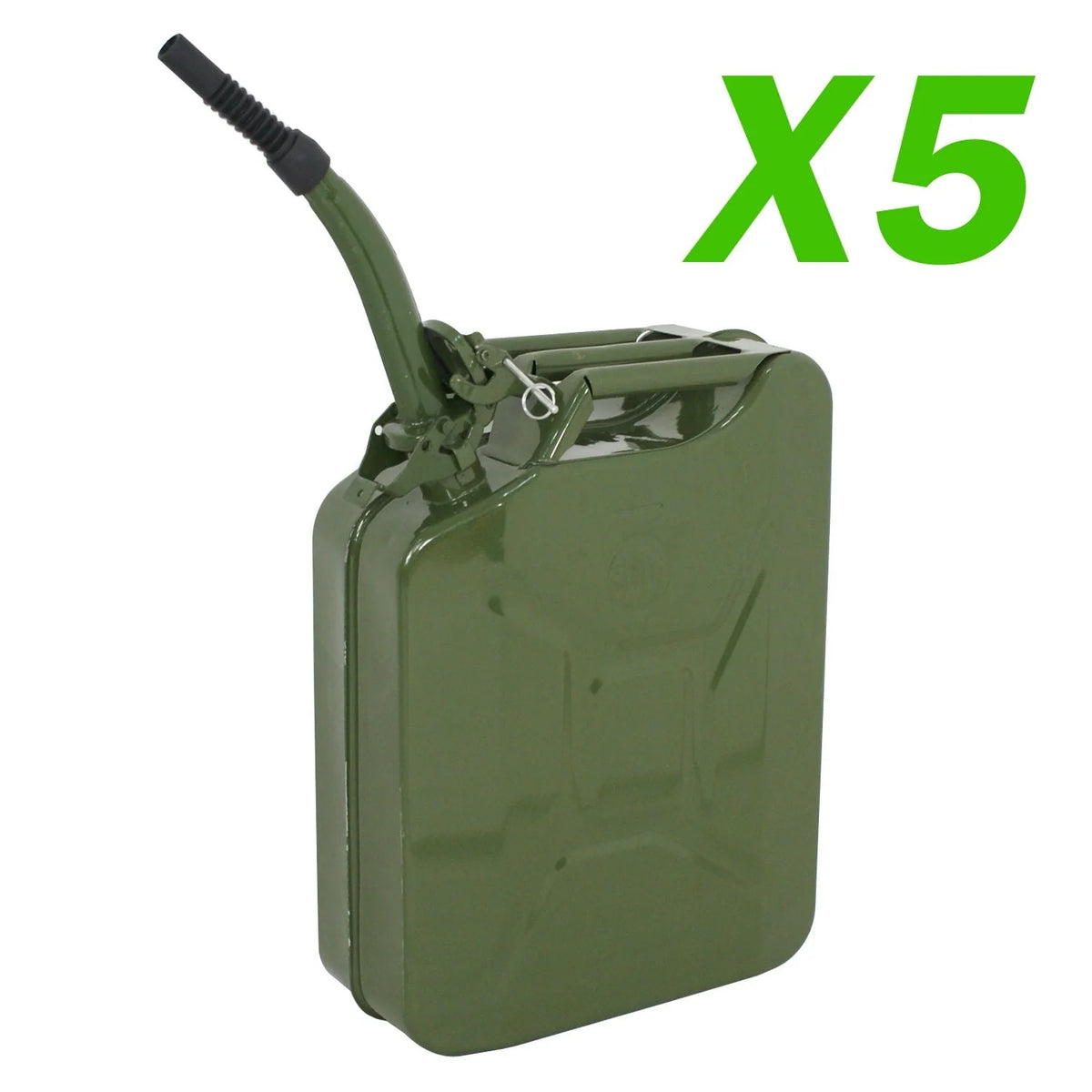 ZENY Jerry Can 5 Gallon Fuel Steel Tank NATO Style Extension Spout Gasoline Storage, 5 Pieces