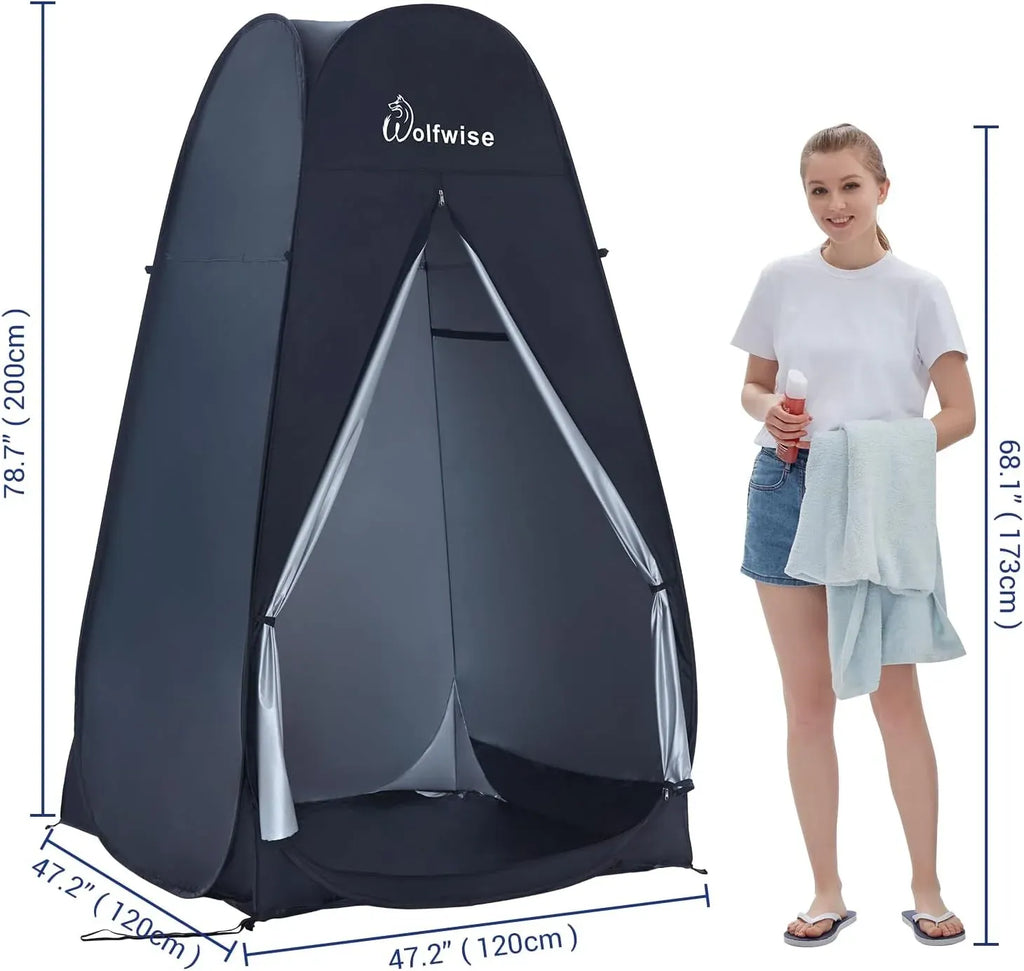 WolfWise 6.6FT Portable Pop Up Shower Privacy Tent Spacious Dressing Changing Room for Toilet Camping Biking Beach
