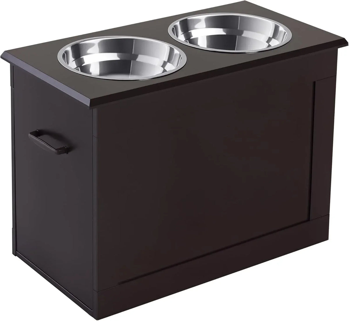 PawHut Raised Pet Feeding Storage Station with 2 Stainless Steel Bowls Base for Large Dogs and Other Large Pets, Coffee