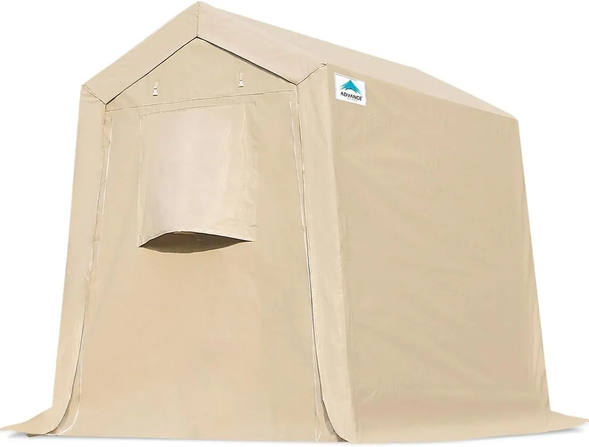 ADVANCE OUTDOOR 6x8 ft Outdoor Portable Storage Shelter Shed with 2 Roll up Zipper Doors & Vents Carport for Motorcycle Waterproof and UV Resistant Portable Garage Kit Tent, Gray