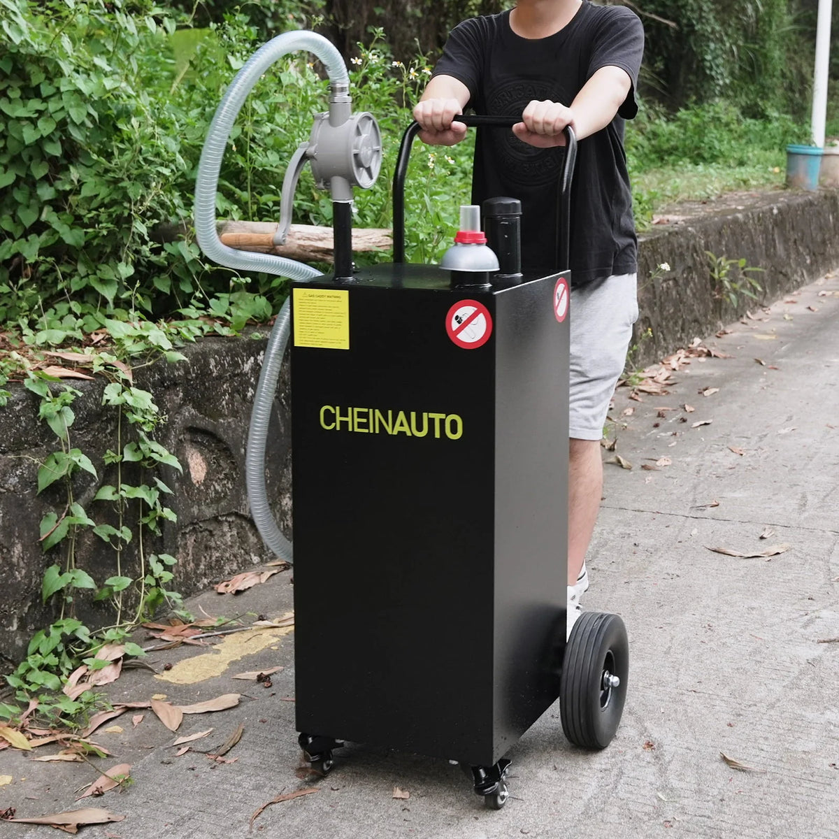 Gas Caddy, 35 Gallon Fuel Transfer Tanks with Casters & Wheels Portable Fuel Storage Tank for Cars, Boats, Lawn Mowers