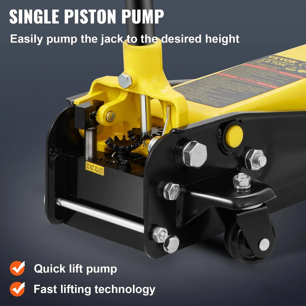 VEVOR Low Profile Floor Jack 3 ton Heavy Steel Single Piston Hydraulic Pump