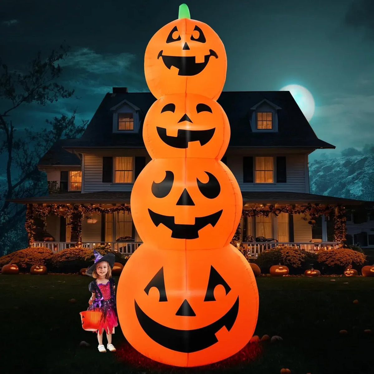 8FT Halloween Inflatable Pumpkin Monster Truck, Inflatable Vehicle Yard Decorations Built-in 8 LED for Halloween Inflatables Outdoor Decoration Home Party Supplies Lawn Halloween Decor