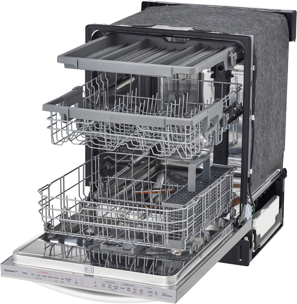 LG - 24 Top Control Smart Built-In Stainless Steel Tub Dishwasher with 3rd Rack, QuadWash and 46dba - Stainless steel