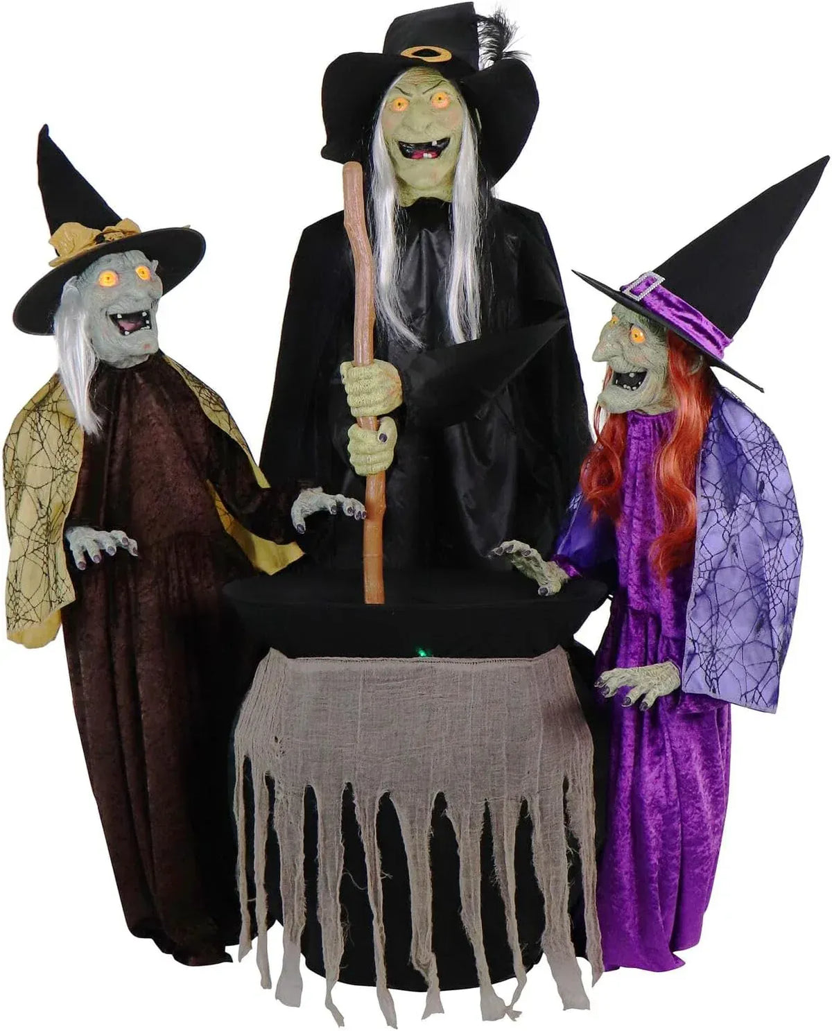 Haunted Hill Farm 6-Ft. Tall Fortune Teller Witch, Plug-in Motion-Activated Talking Scare Prop Halloween Animatronic for Indoor or Covered Outdoor Creepy Decorations