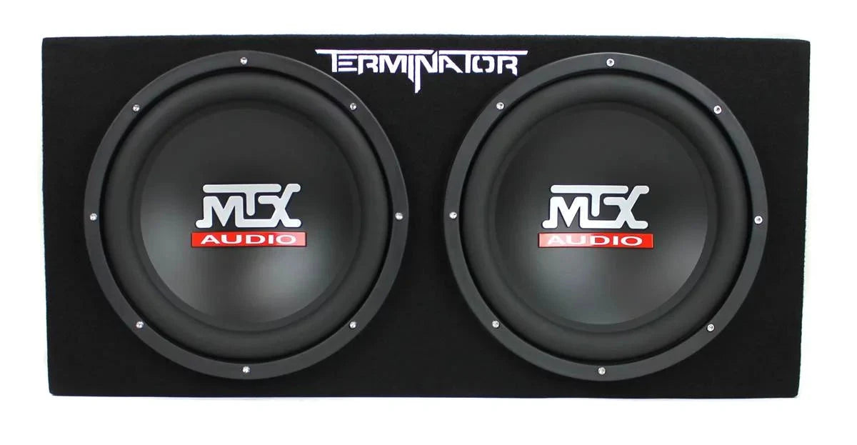 MTX 12 Dual Loaded Car Subwoofer w/Sub Box, Amplifier, & QPower Wiring Kit