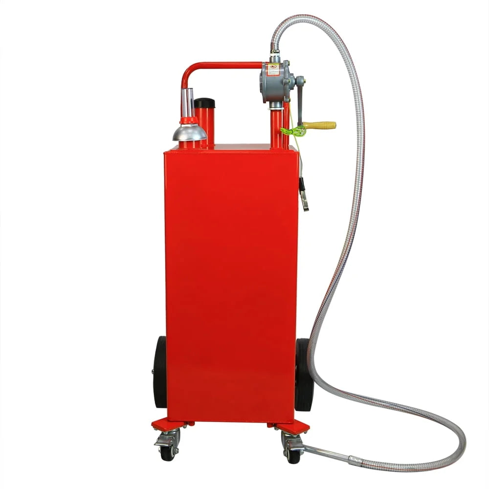 30 Gallon Gas Caddy Tank Storage Drum Gasoline Diesel Fuel Transfer with Universal Wheel Red