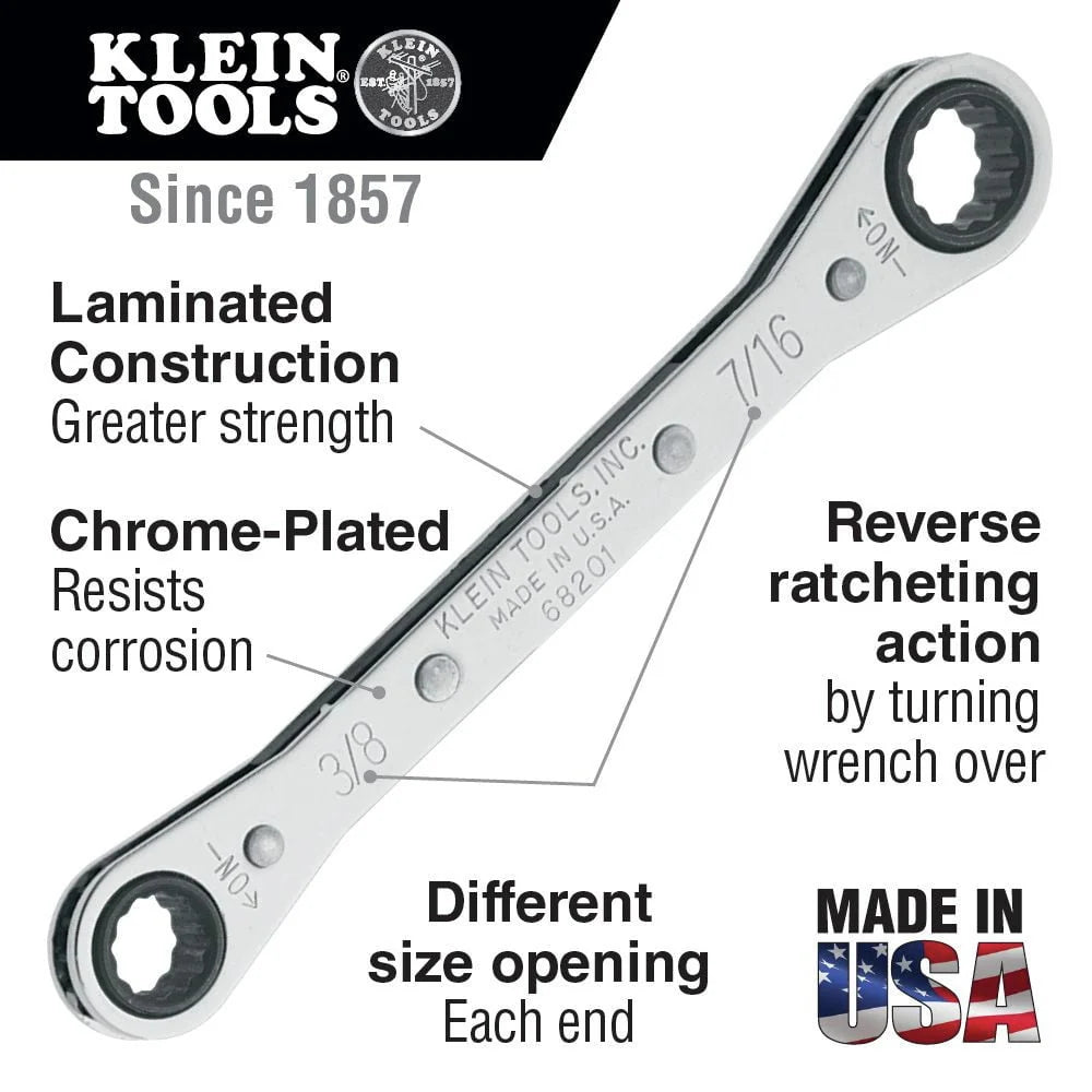 Klein Tools 68222 7-Piece Ratcheting Box Wrench Set