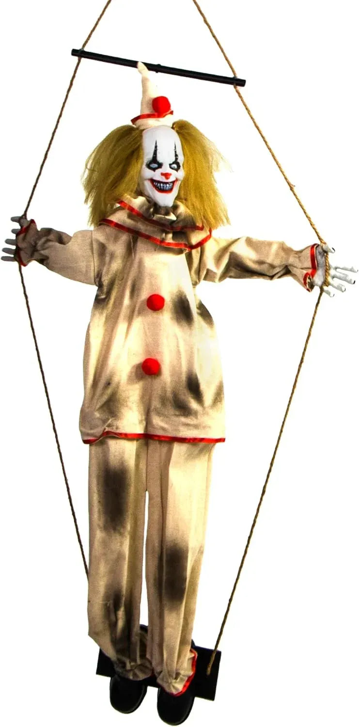 Haunted Hill Farm Life-Size Talking Clown Jack in The Box, Halloween Animatronic with Motion and Touch Activated Lights and Sounds, Battery Operated Indoor or Covered Outdoor Halloween Decorations