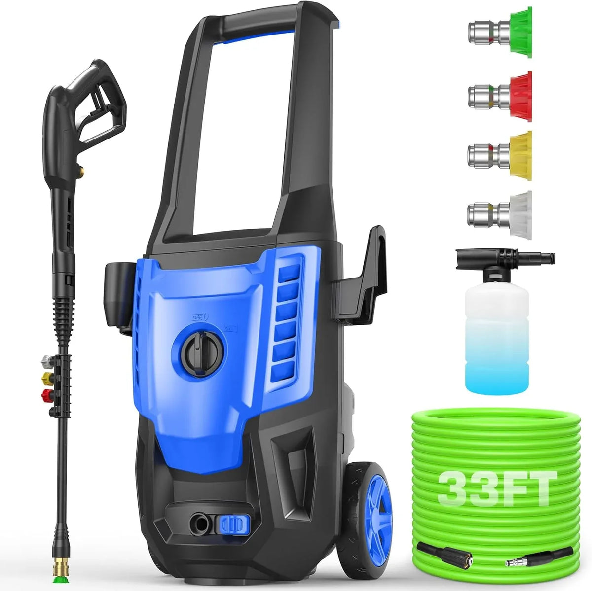5000PSI Electric Pressure Washer, 4.0 GPM High Power Washer Machine, with Adjustable Nozzle and Soap Bottle for Cars/Fences/Driveways/Home/Patios (Light Blue)