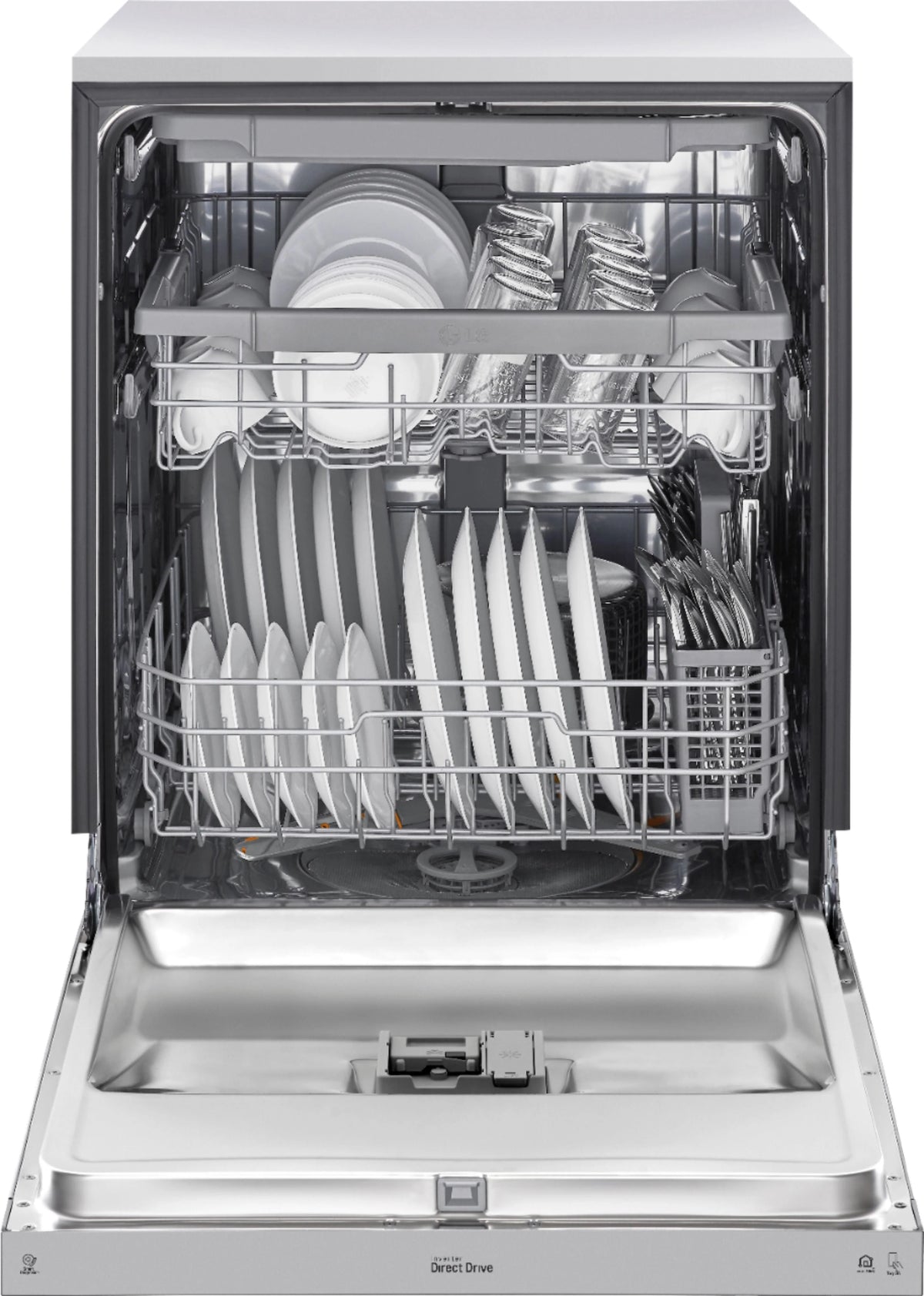 LG - 24 Front Control Smart Built-In Stainless Steel Tub Dishwasher with 3rd Rack, Quadwash, and 48dba - Stainless steel