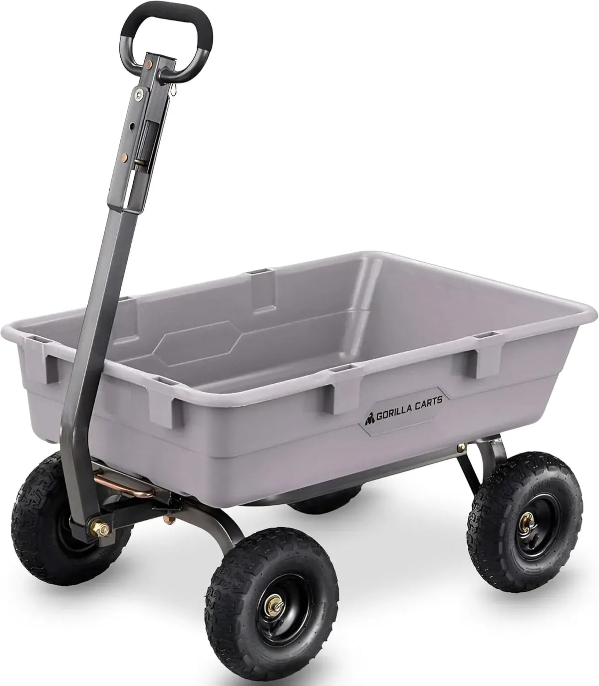 Gorilla Carts Poly Garden Dump Cart, 4 Cu Ft Tub, 600 lb Haul Capacity, Green – Heavy-Duty Utility Wagon with Quick-Release Dumping & Pneumatic Tires for Yard, Landscaping and Gardening