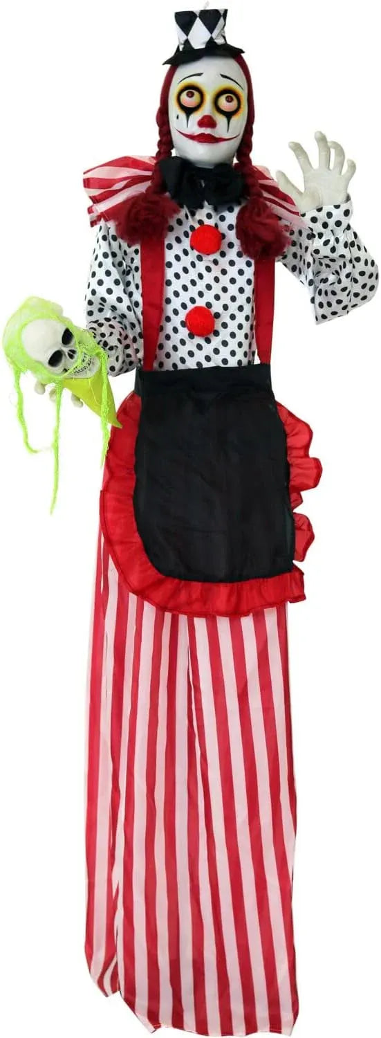 Haunted Hill Farm Life-Size Talking Clown Jack in The Box, Halloween Animatronic with Motion and Touch Activated Lights and Sounds, Battery Operated Indoor or Covered Outdoor Halloween Decorations