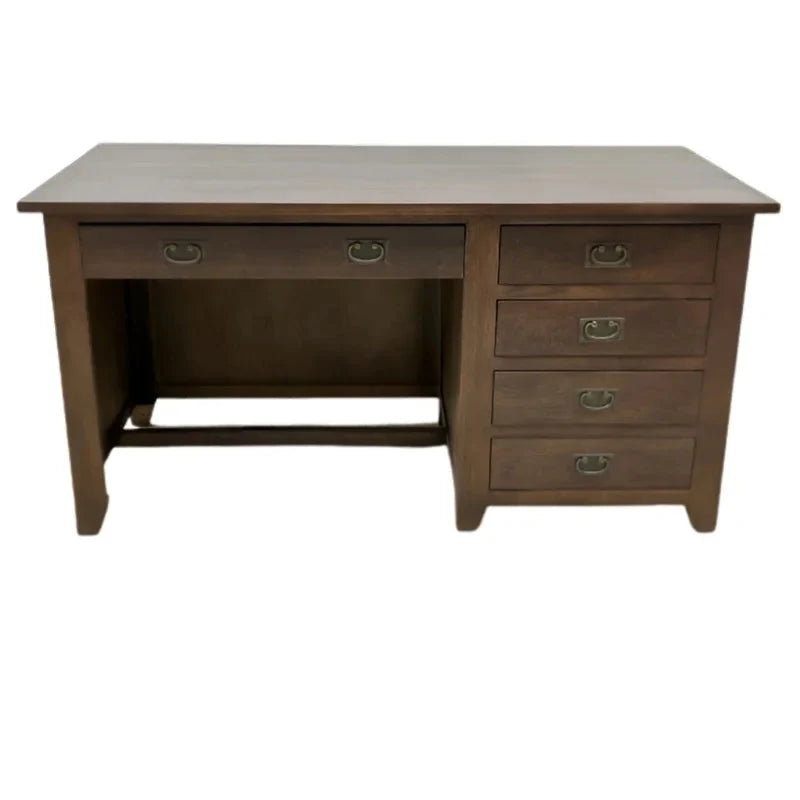 Mission Quarter Sawn Oak 5 Drawer Library Desk - Walnut