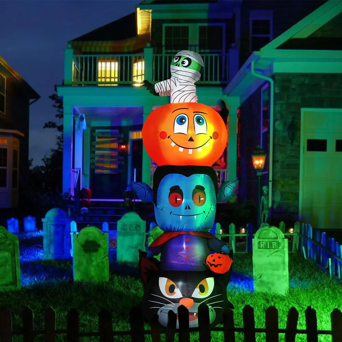 Halloween Inflatables10FT Castle Haunted House Arch Archway with Ghost Tombstone Removable Air Blower Bright LED Light - Cute Hoiday Outdoor Yard Lawn Garden Party Decorations