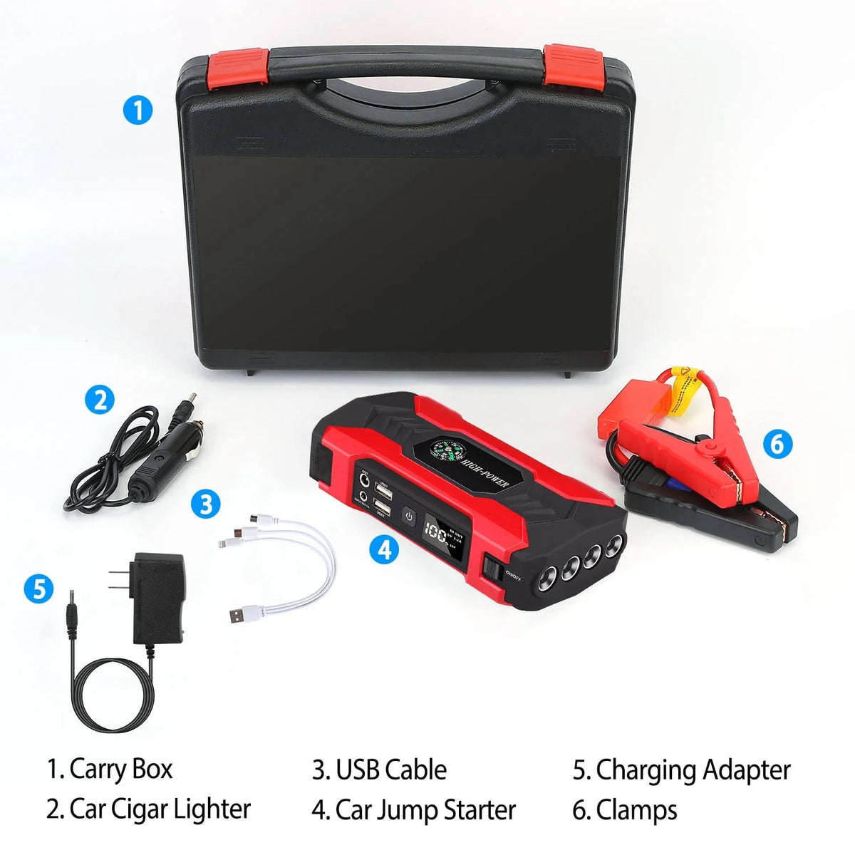 iNova Car Jump Starter Booster 800A Peak 28000mAh 12V Battery Charger (Up to 6.0L Gas or 3.0L Diesel Engine) with LCD Screen 4 Modes LED Flashlight