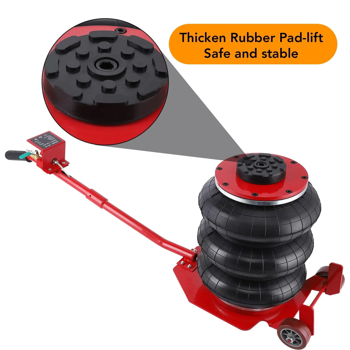 Garvee Triple Bag Air Jack 3 Ton/6600LBS with Long Hand, Lifting Height up to 15.75 inch for Cars, Red