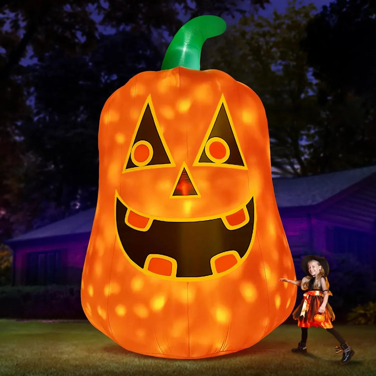 8FT Halloween Inflatable Pumpkin Monster Truck, Inflatable Vehicle Yard Decorations Built-in 8 LED for Halloween Inflatables Outdoor Decoration Home Party Supplies Lawn Halloween Decor