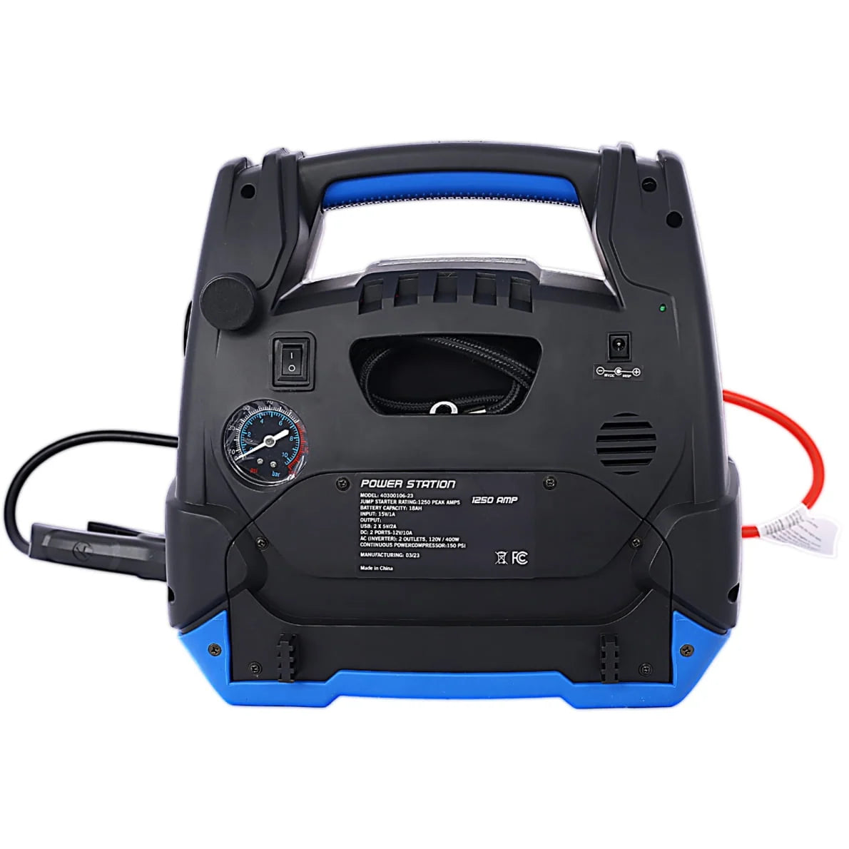 Battery Jump Starter, 1800 Amps Portable Power Station with Air Compressor/AC & USB Port/12V DC Power Ports for Gas Diesel Vehicles