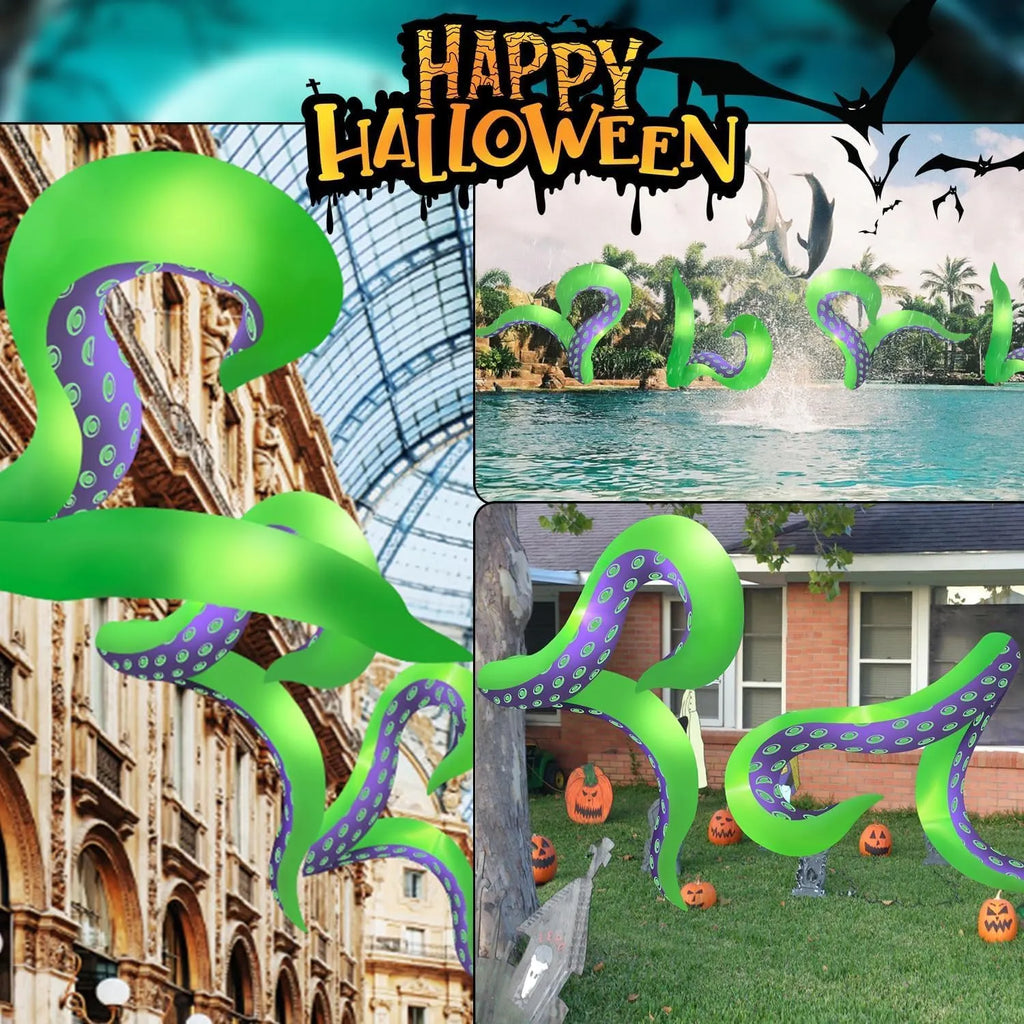 2Pack Halloween Inflatables Octopus Outdoor Decorations, 7.2FT Giant Halloween Blow Up Jellyfish Tentacles, Lighted Inflatable Halloween Decor for Trunk Window Yard Party Garden Indoor Display