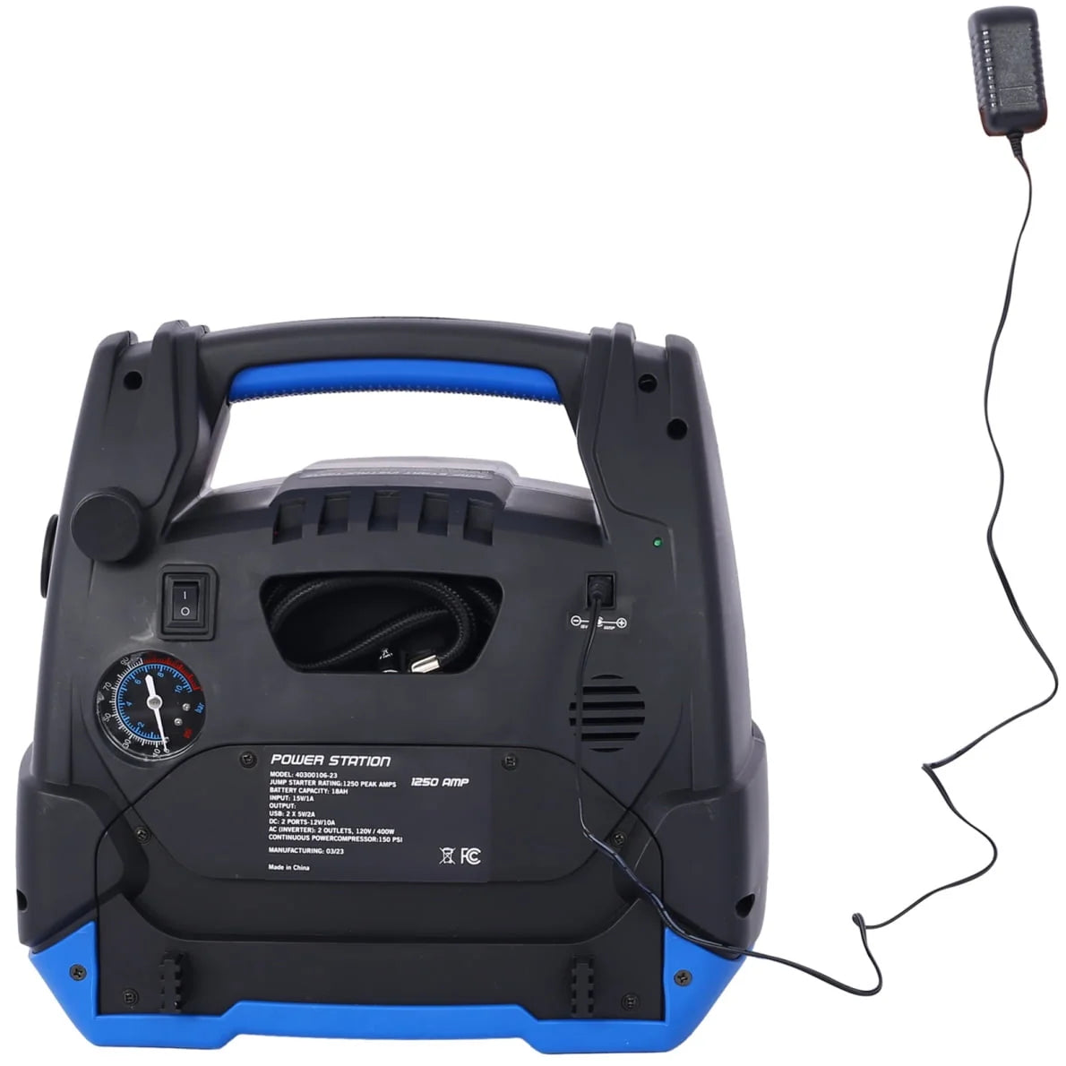 Battery Jump Starter, 1800 Amps Portable Power Station with Air Compressor/AC & USB Port/12V DC Power Ports for Gas Diesel Vehicles