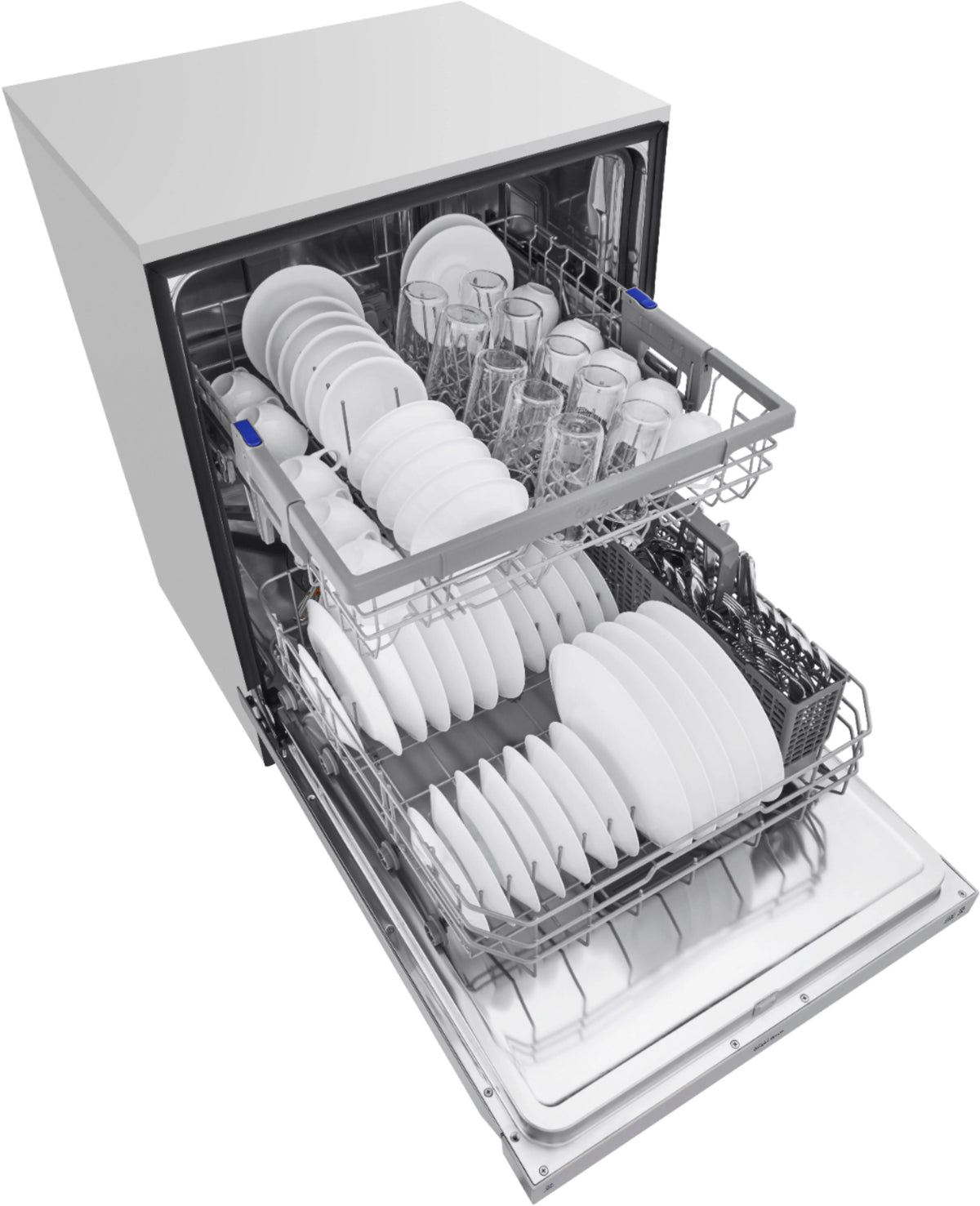 LG - 24 Front-Control Built-In Dishwasher with Stainless Steel Tub, QuadWash, 48 dBa - Stainless steel