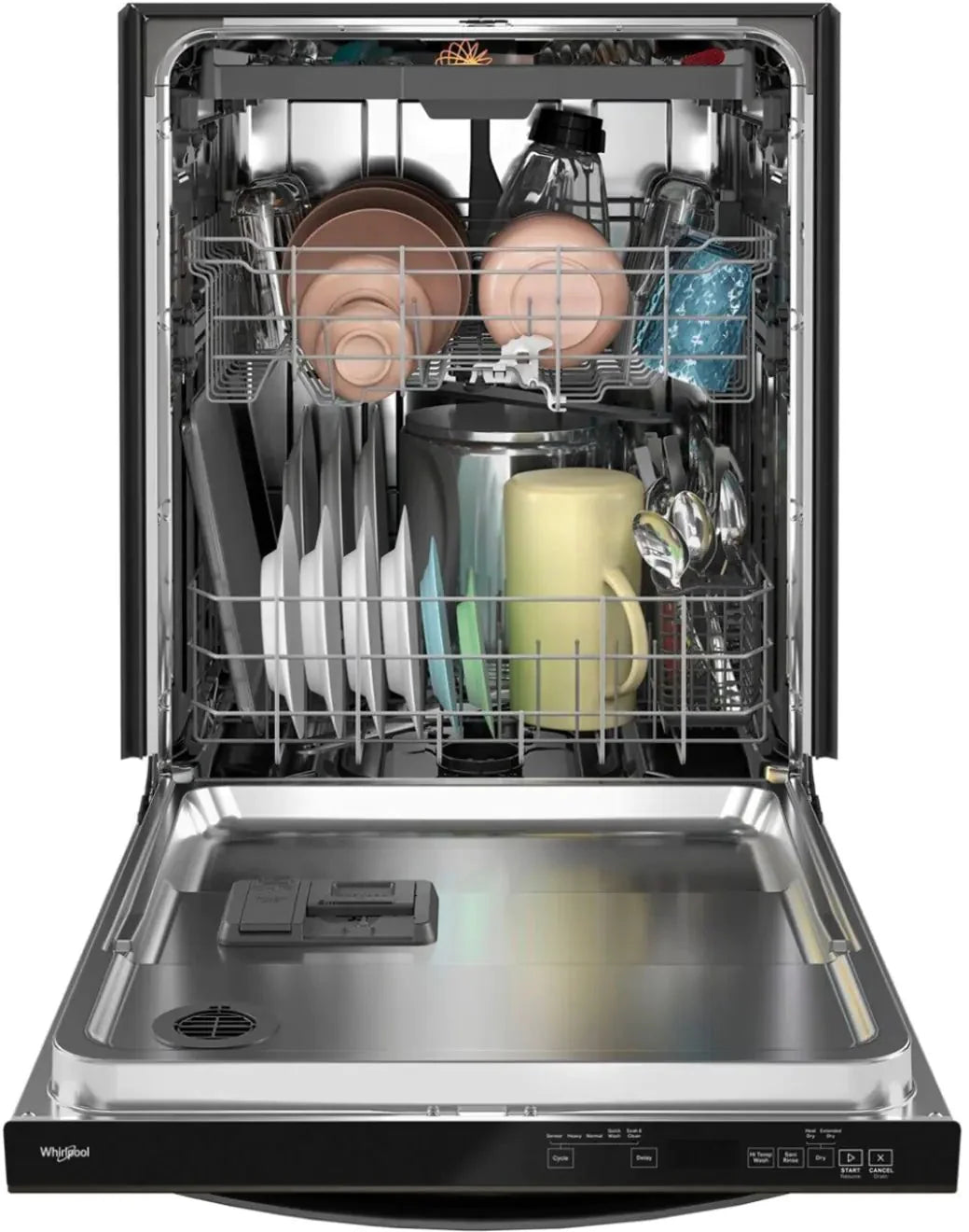 Whirlpool - 24 Top Control Built-In Dishwasher with Stainless Steel Tub, Large Capacity, 3rd Rack, 47 dBA - Black stainless steel