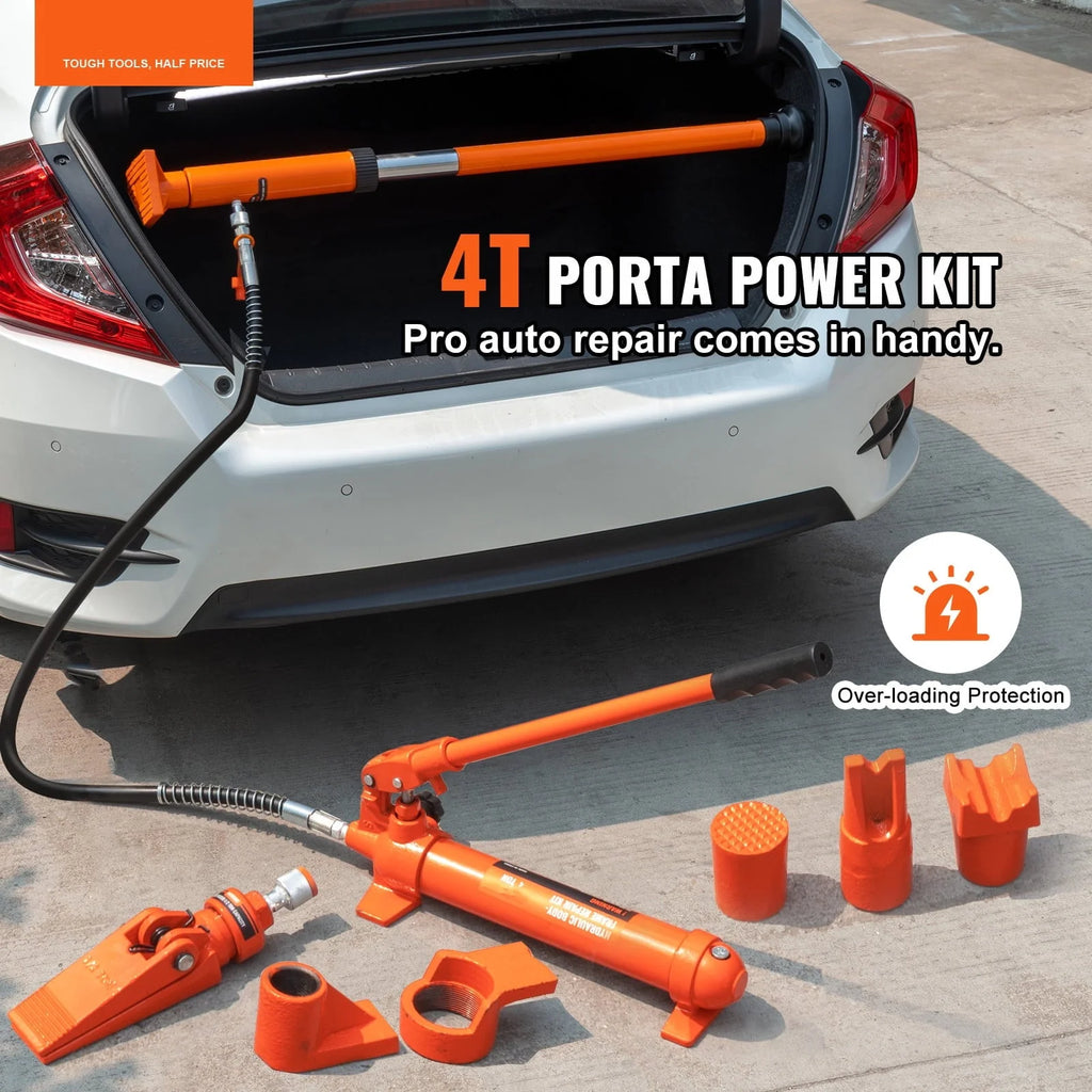 VEVOR 4 Ton Porta Power Kit Hydraulic Jack Air Pump Lift Ram Tool Auto Body Frame Repair Power Kits