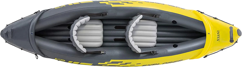 Explorer K2 Kayak�� 2-Person Inflatable Kayak Set with Aluminum Oars and High Output Air Pump