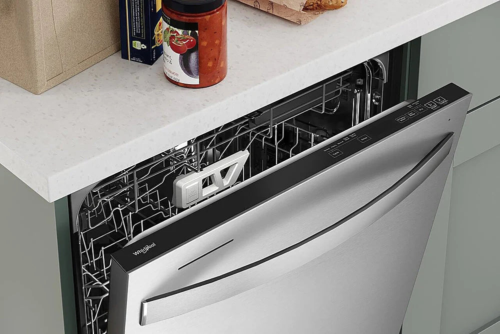 Whirlpool - 24 Top Control Built-In Dishwasher with Stainless Steel Tub, Large Capacity & 3rd Rack, 47 dBA - Stainless steel