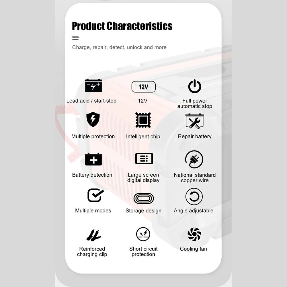Car and Motorcycle Battery Charger 12V/6A Intelligent Pulse Repair Charger