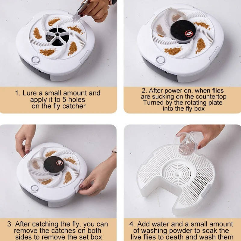 Electric Fly Trap with Rotating Arm and USB Charging, 72-Hour  Battery