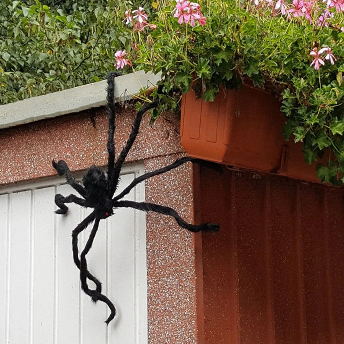 29.5 Inch Halloween Spider with Bendable Wire Legs and Black Wool Body, Red Eyes