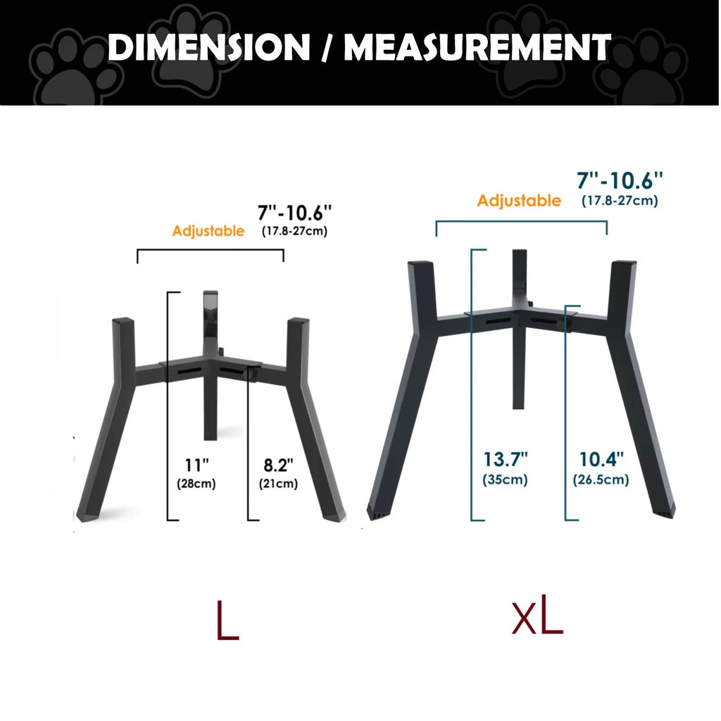 Dog Bowl Stand with Adjustable Width and Foldable Metal Frame, 13.7in  Height