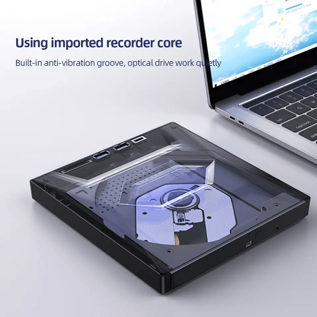 External Optical Drive with SD Card Slot and USB Hub for PC Mac  Laptops
